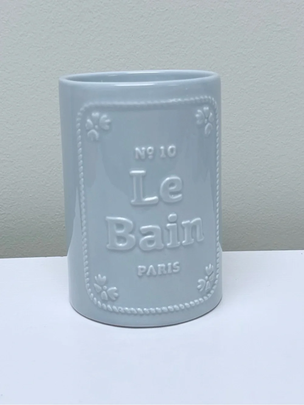 New! Le Bain Paris Ceramic Jar - Light Blue, approx 7” tall, Target Bullseye
